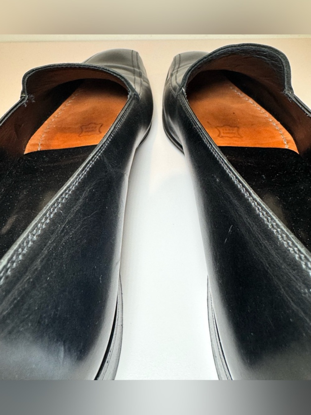 Prada Black Leather Logo Embossed Men’s Slip On Loafers, Sz 8.5 - Picture 13 of 14